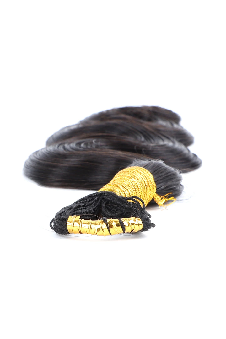 Detail of the ends of braiding feather crochet human hair body wave long cord