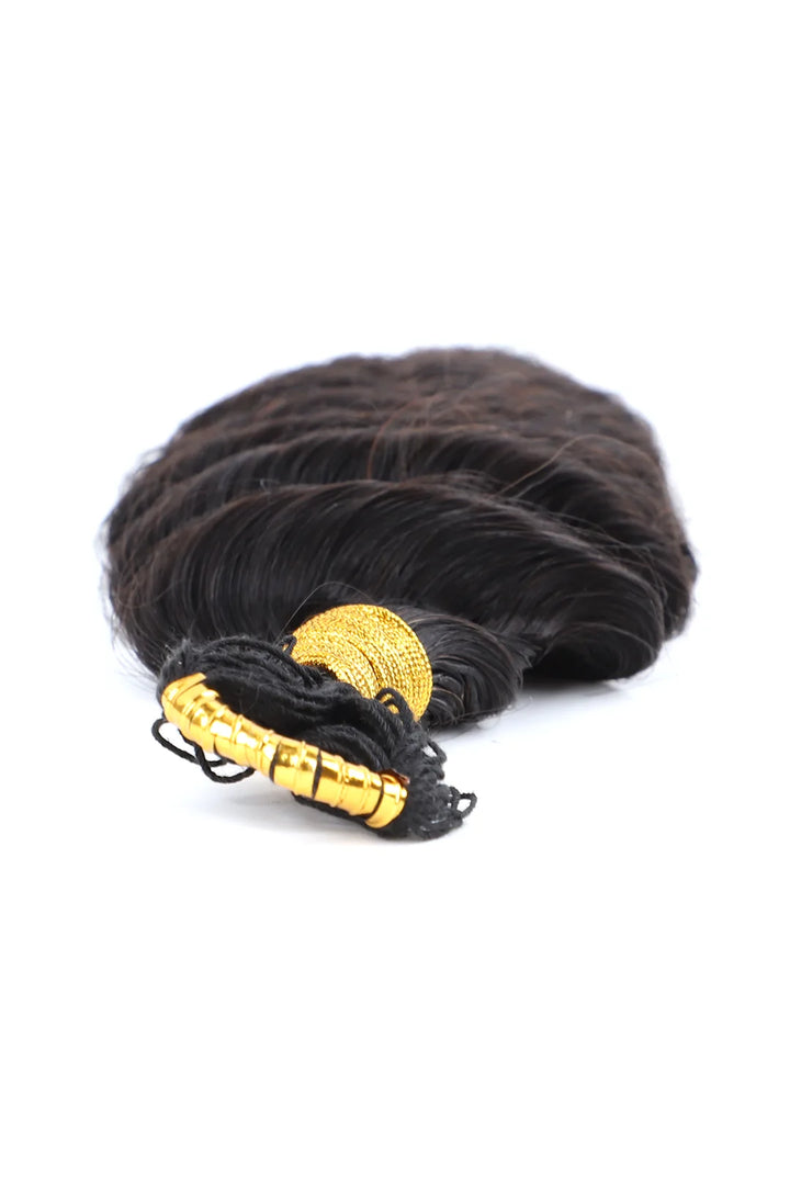Detail of the ends of braiding feather crochet human hair deep wave long cord