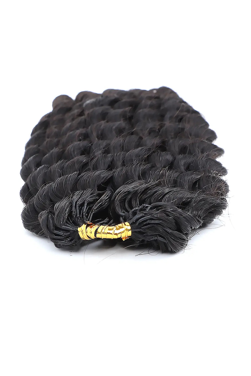 Detail of the ends of burmese curly with spiral curls feather crochet hair fe33
