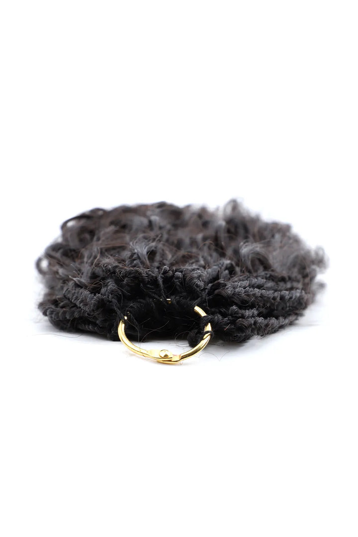 Detail of the ends of crochet miracle knots braids pre looped loose wave curls human hair 40 strands