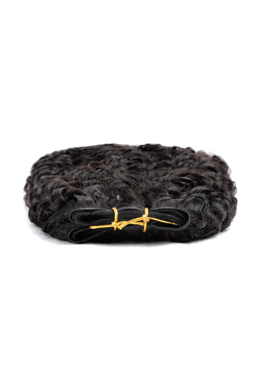 Detail of the ends of genius weft hair extensions water wave black virgin hair