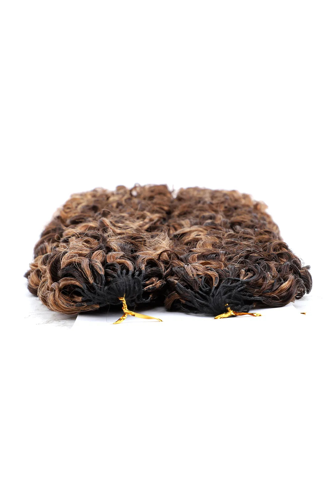 Detail of the ends of highlight blend 4 30 water deep wave feather crochet human hair