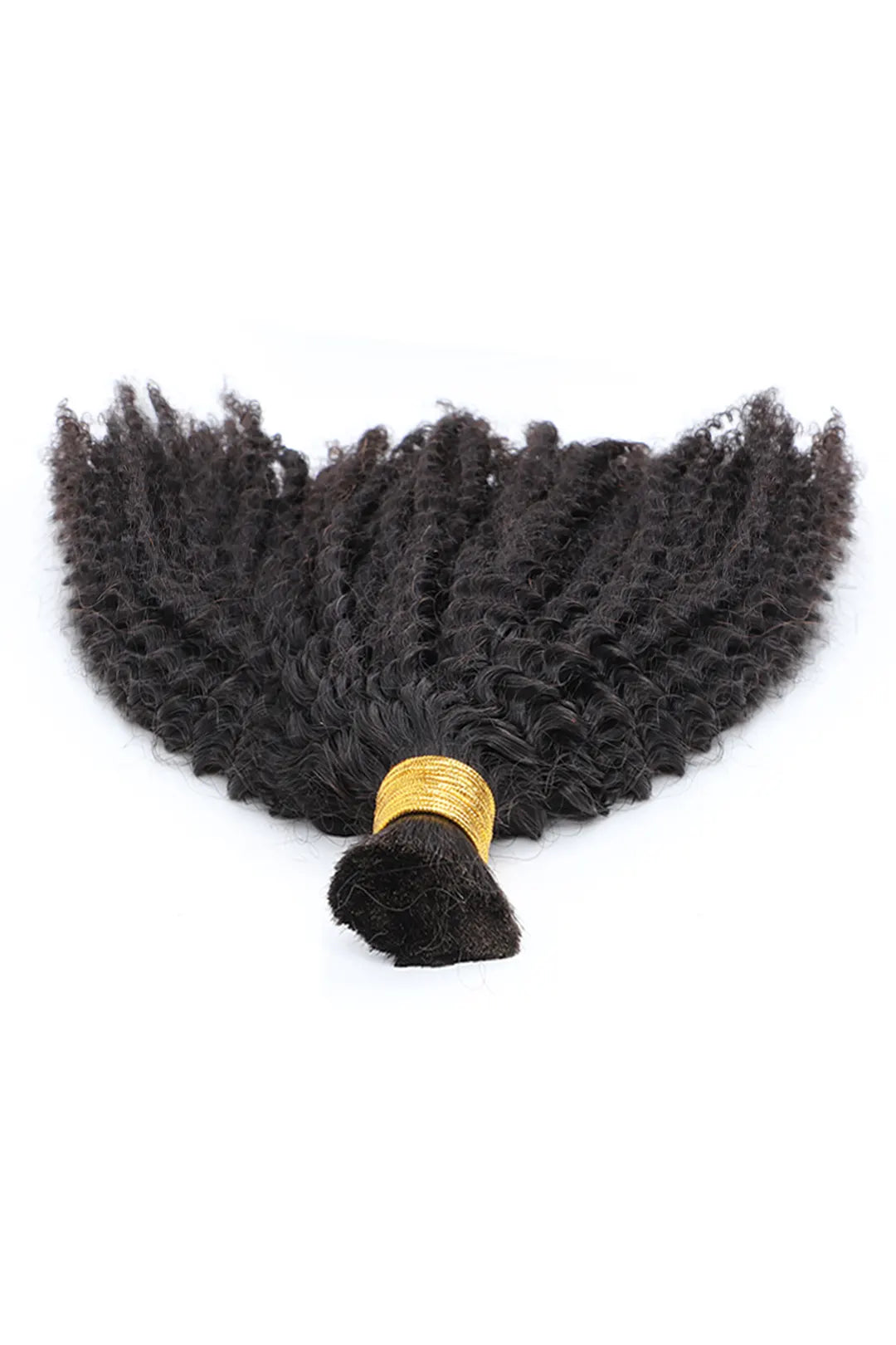 Detail of the ends of kinky curly bulk human hair for braiding natural black bu11