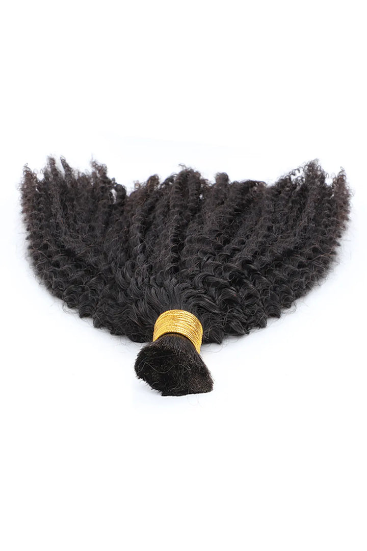 Detail of the ends of kinky curly bulk human hair for braiding natural black bu11