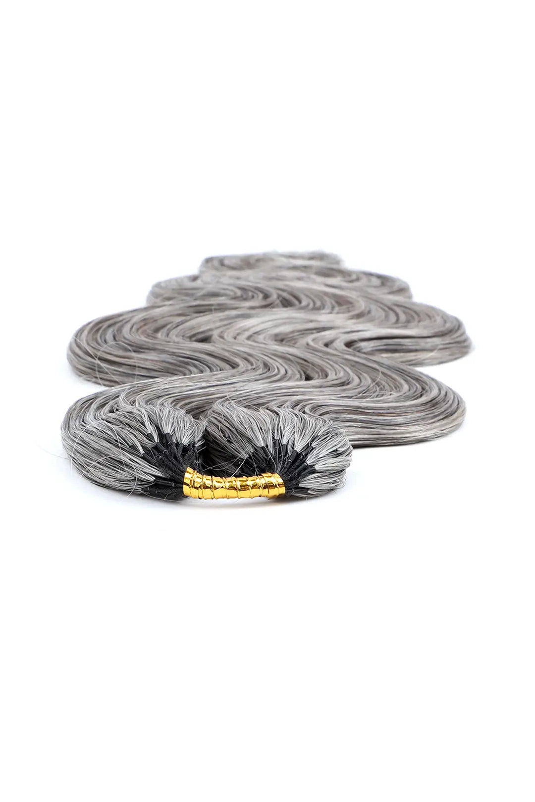 Salt and Pepper Body Wave Feather Crochet Human Hair 85% Gray 60g