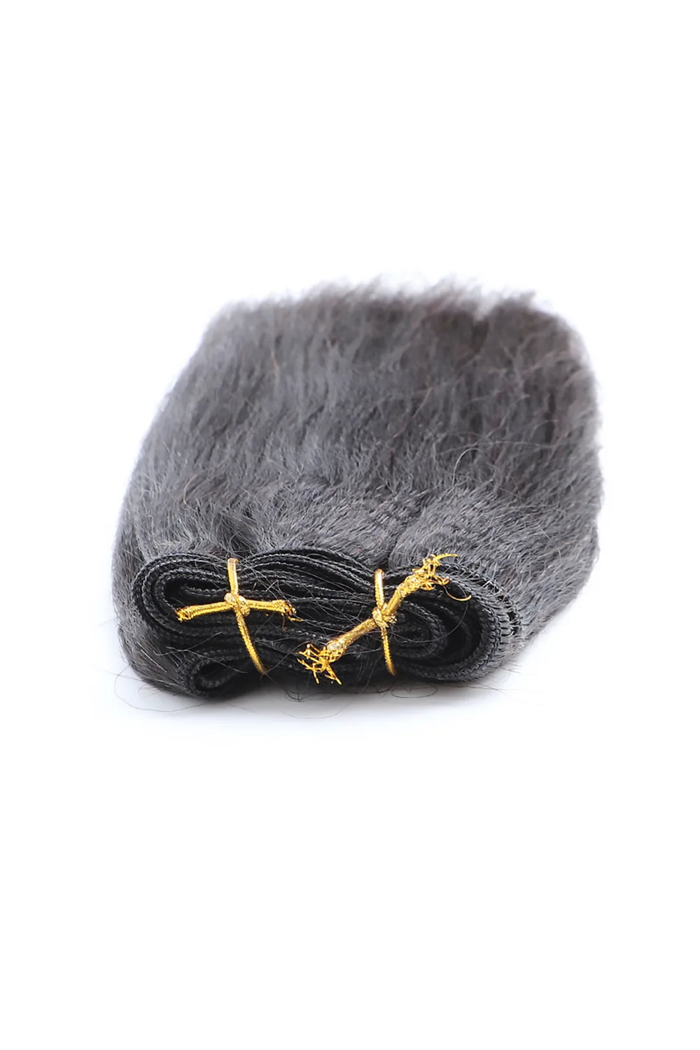 Detail of the ends of yaki cambodia virgin hair bundles double weft