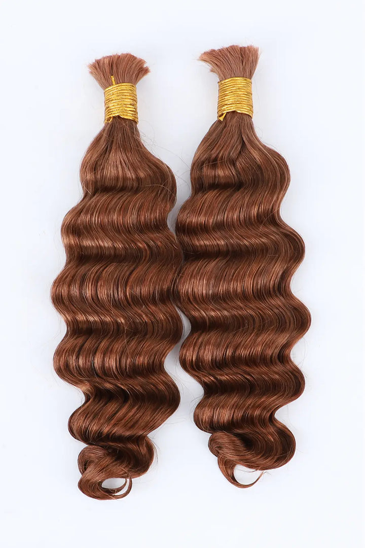 Double Drawn #30 Medium Auburn Brown Bulk Hair Loose Wave BU66-1
