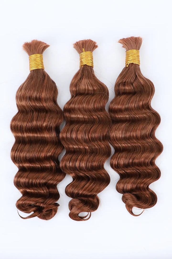 Double Drawn #30 Medium Auburn Brown Bulk Hair Loose Wave BU66-3