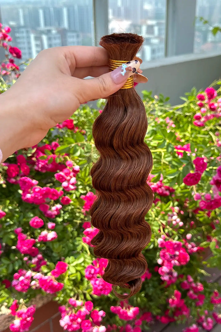 Double Drawn #30 Medium Auburn Brown Bulk Hair Loose Wave BU66-4