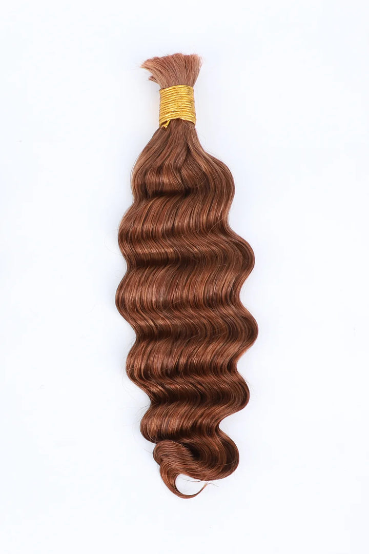 Double Drawn #30 Medium Auburn Brown Bulk Hair Loose Wave BU66