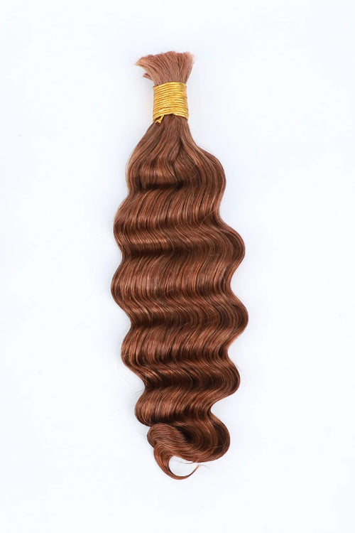 Double Drawn #30 Medium Auburn Brown Bulk Hair Loose Wave BU66
