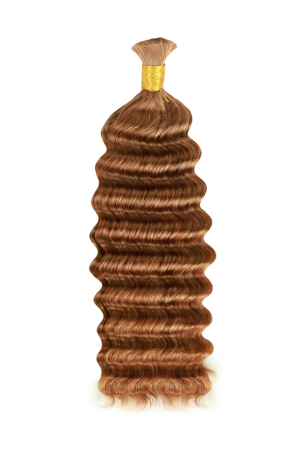 Double Drawn #30a Light Auburn Bulk Hair Deep Wave BU46