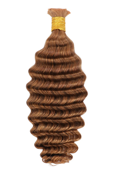 Double Drawn #30a Light Auburn Bulk Hair Deep Wave BU46