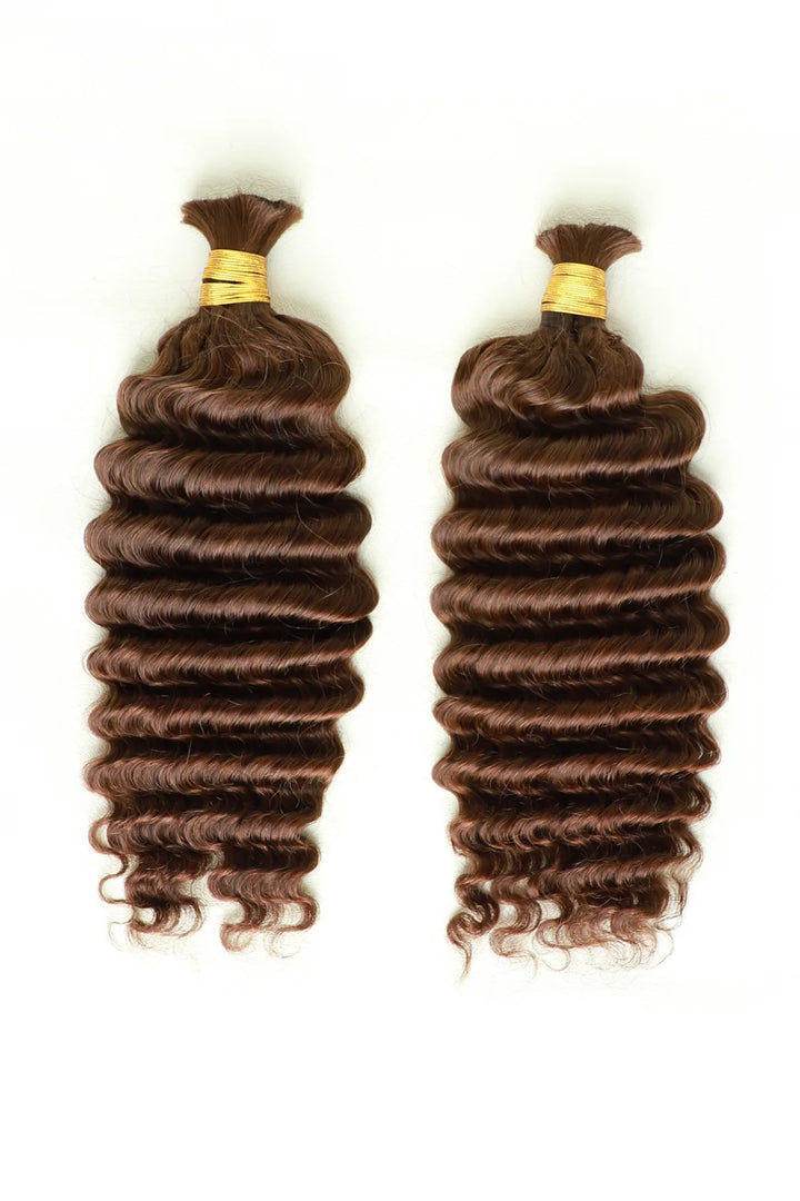 Double Drawn  #4a  Dark Brown Bulk Hair Deep Wave BU45 1