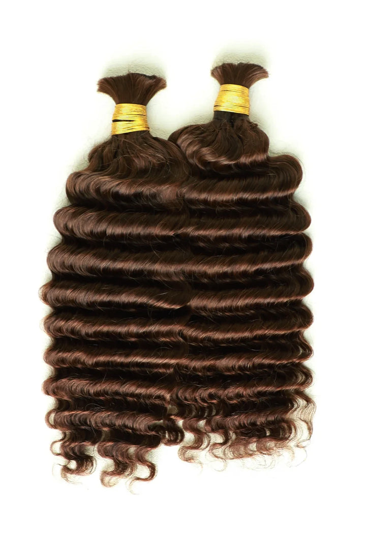 Double Drawn #4a Dark Brown Bulk Hair Deep Wave BU45