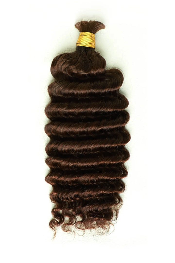 Double Drawn #4a Dark Brown Bulk Hair Deep Wave BU45