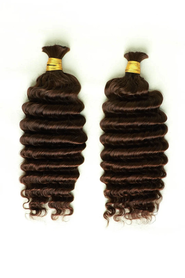 Double Drawn #4a Dark Brown Bulk Hair Deep Wave BU45