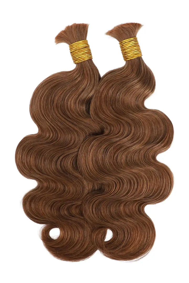 Double drawn auburn brown body wave bulk hair bu60