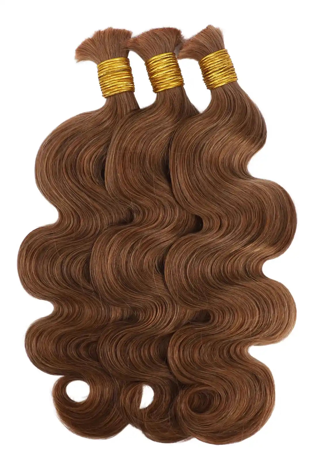Double drawn auburn brown body wave bulk hair bu60
