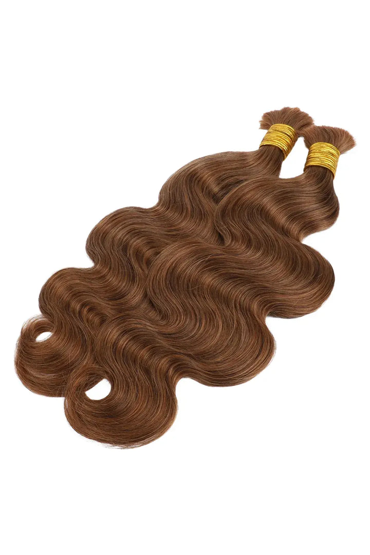 Double drawn auburn brown body wave bulk hair bu60