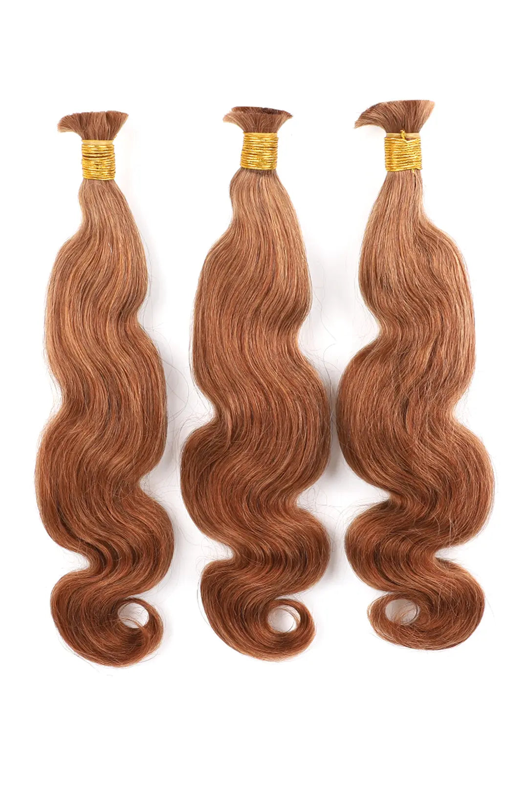 Double Drawn Auburn Brown Body Wave Bulk Hair BU60 3