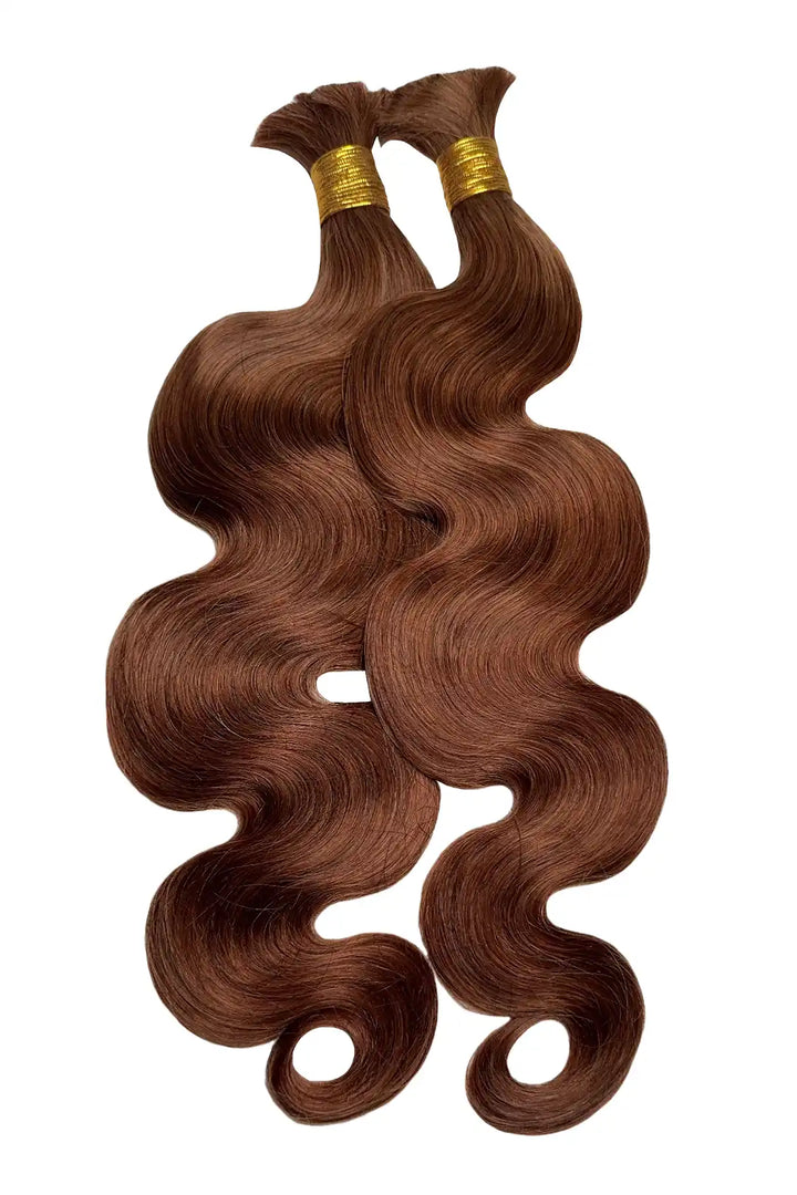 Double Drawn Auburn Brown Body Wave Bulk Hair BU60