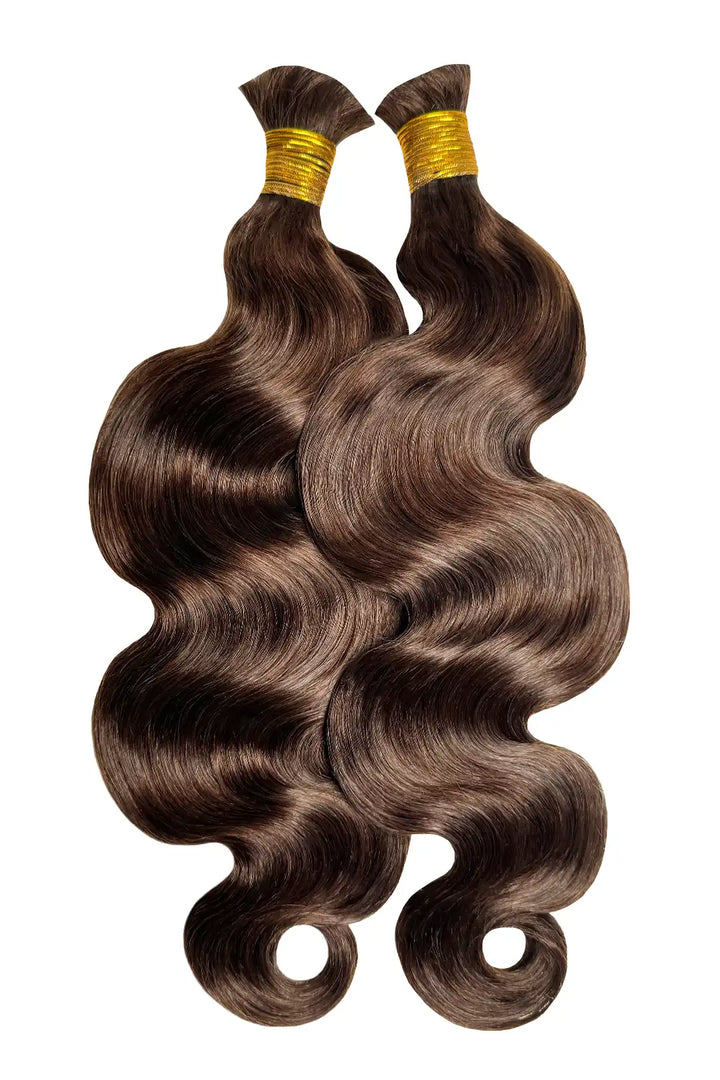 Double Drawn Dark Brown Body Wave Bulk Hair For Braiding BU59