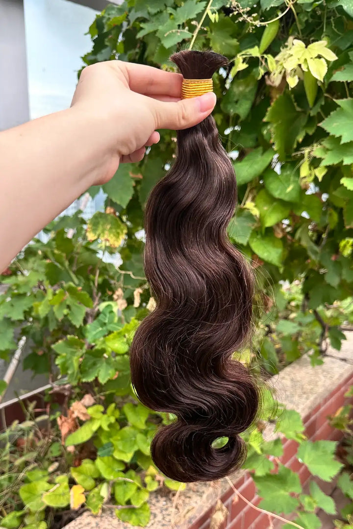 Double Drawn Dark Brown Body Wave Bulk Hair For Braiding BU59 3