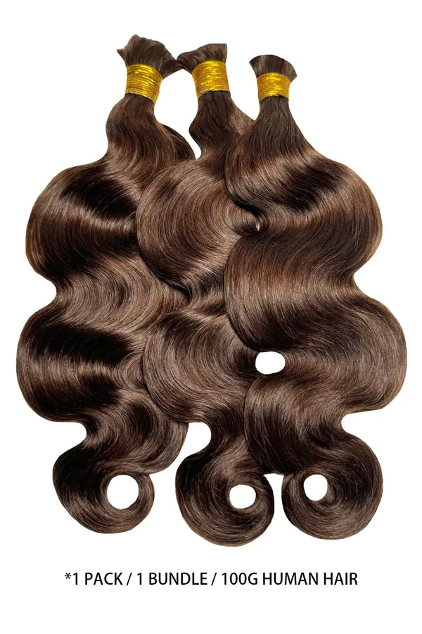 Double Drawn Dark Brown Body Wave Bulk Hair For Braiding BU59
