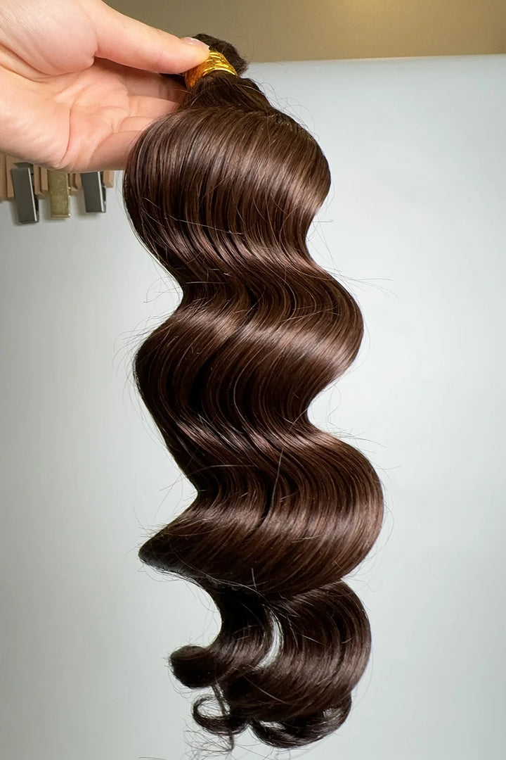 Double Drawn Dark Brown Loose Wave Bulk Hair For Braiding 3