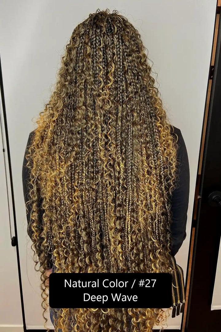 #27 Medium Blonde Double Drawn Bulk Hair For Braiding Deep Wave BU06