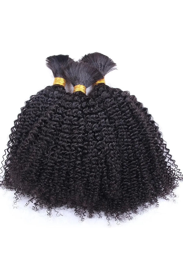 Kinky Curly Bulk Human Hair for Braiding Natural Black BU11