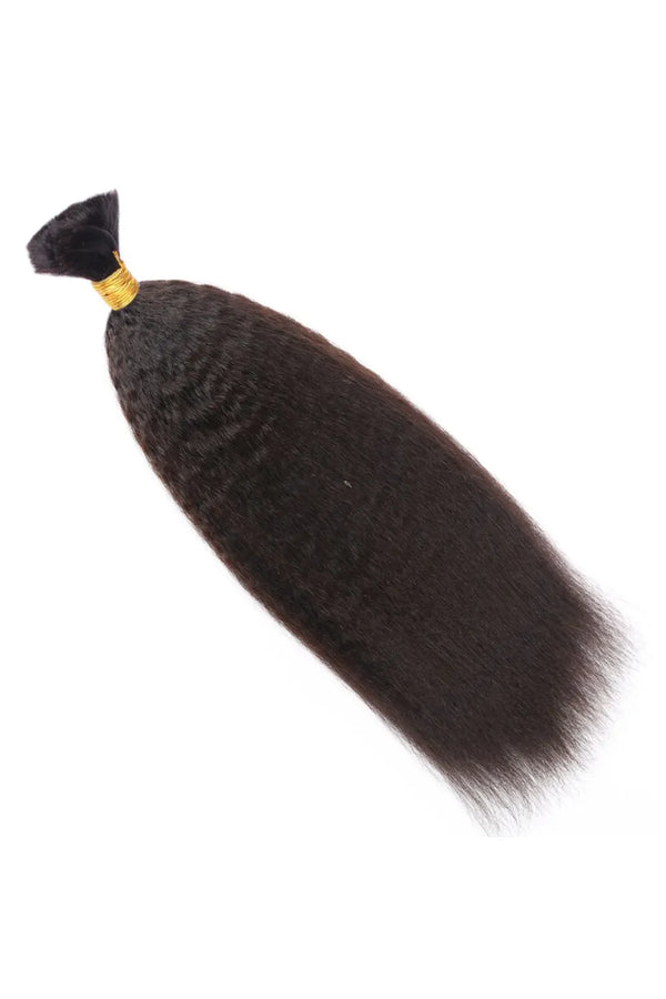 Kinky Straight Bulk Hair For Braiding Natural Black BU10