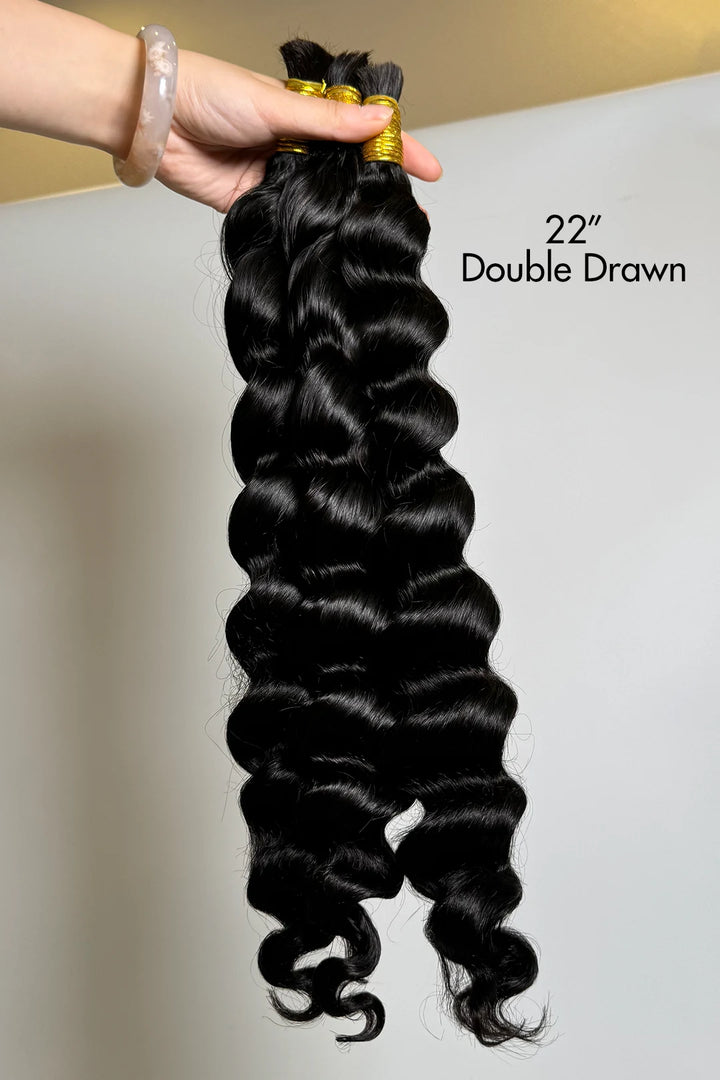 Loose Wave Bulk Hair For Braiding Natural Black BU02