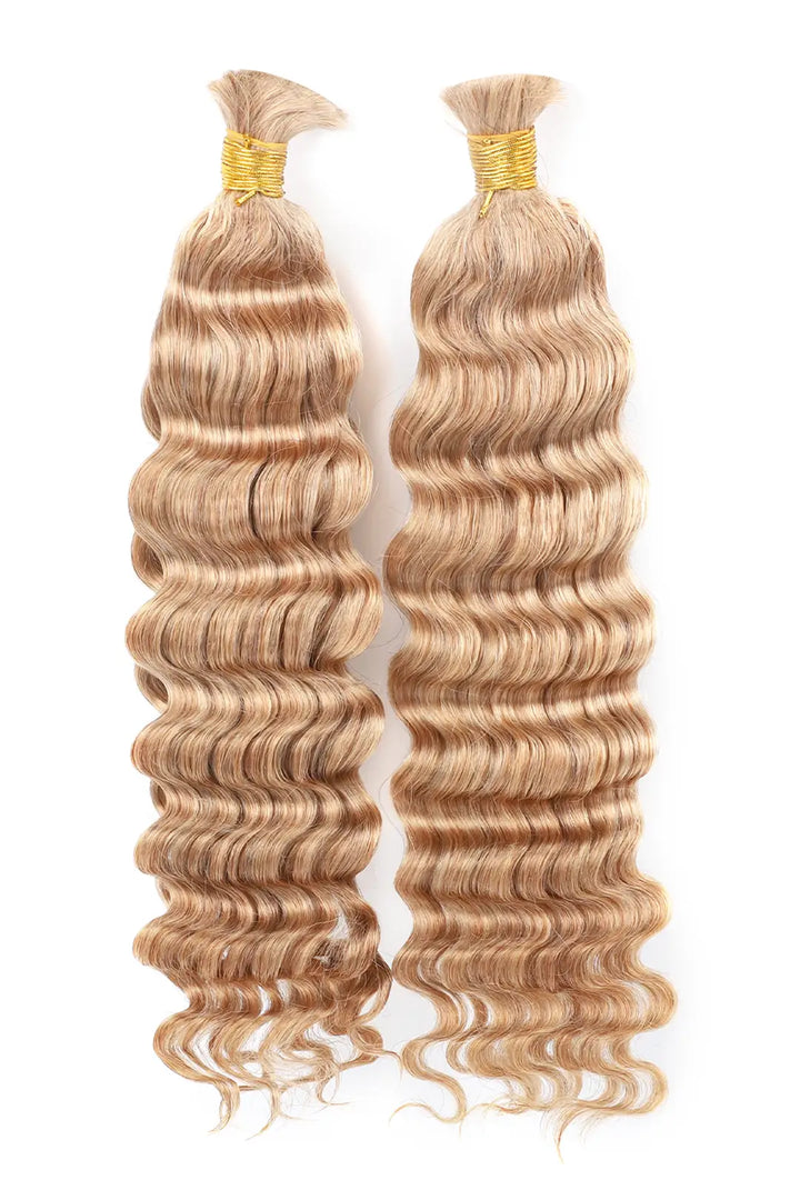 Double Drawn Medium Blonde Bulk Hair Loose Deep Wave BU38