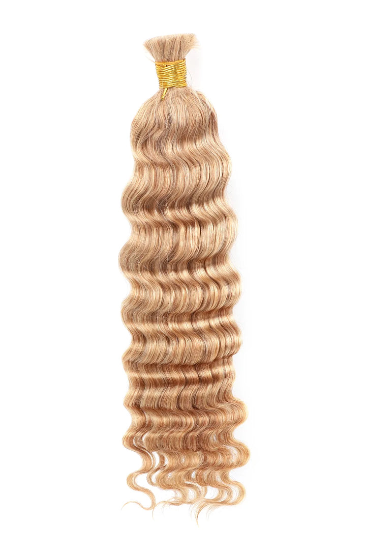 Double Drawn Medium Blonde Bulk Hair Loose Deep Wave BU38