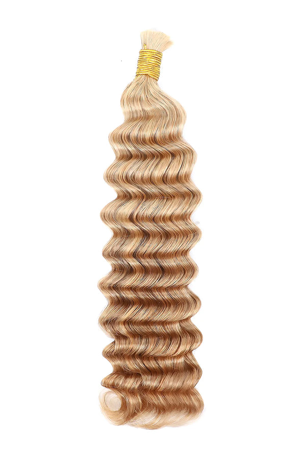 Double Drawn Medium Blonde Bulk Hair Loose Deep Wave BU38
