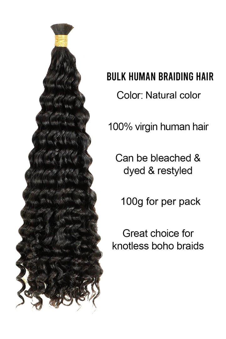 Double Drawn Spanish Curly Bulk Hair Extensions for Braiding BU15