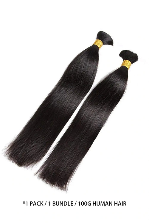 Cabello liso a granel para trenzar, negro natural BU09