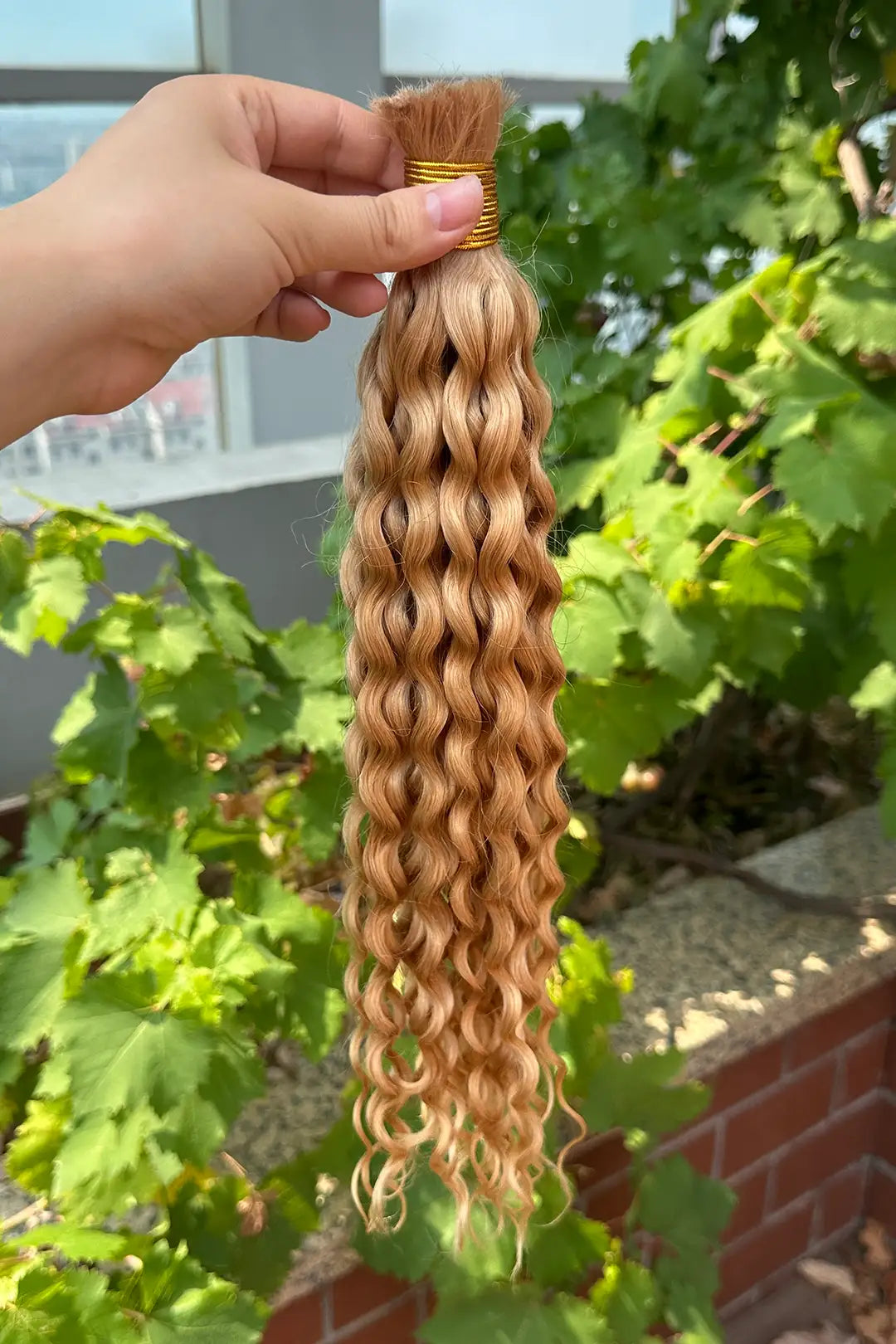 Double Drawn Strawberry Blonde Color Water Wave Bulk Human Hair BU43 1