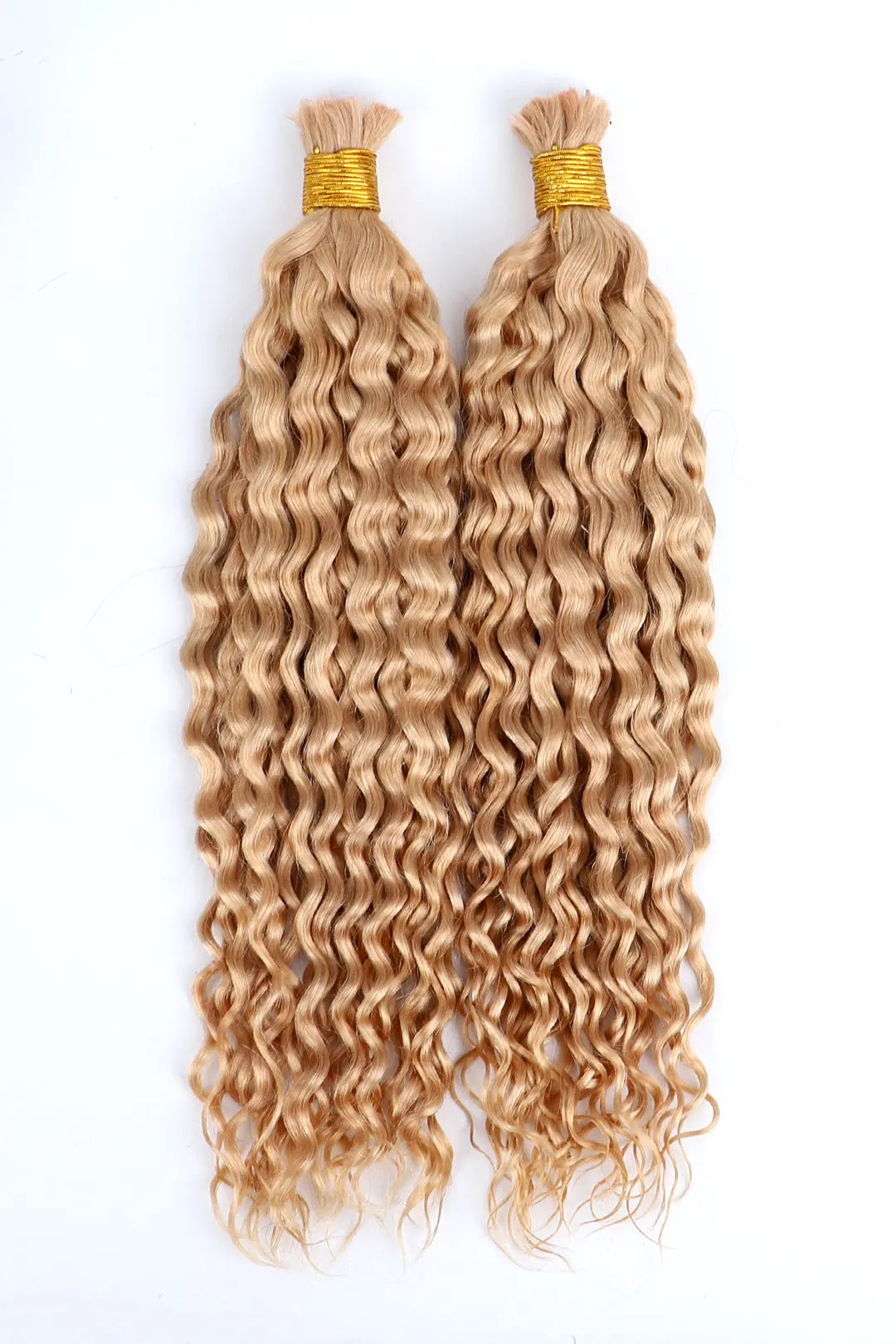 Double Drawn Strawberry Blonde Color Water Wave Bulk Human Hair BU43 3