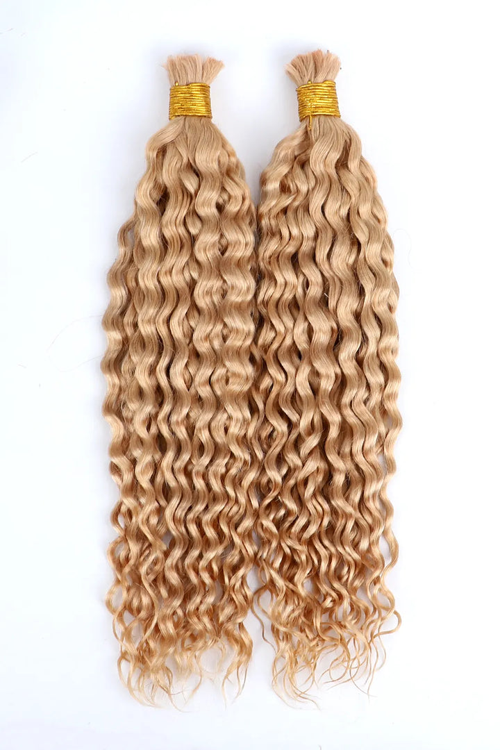 Double Drawn Strawberry Blonde Color Water Wave Bulk Human Hair BU43 3