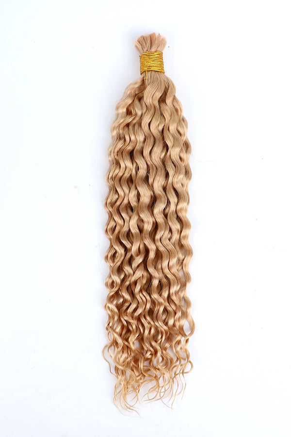 Double Drawn Strawberry Blonde Color Water Wave Bulk Human Hair BU43
