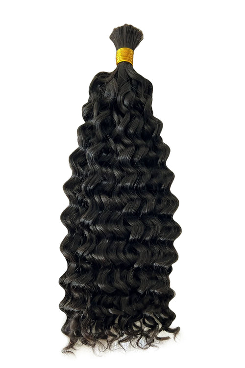 Cheveux ondulés en vrac pour tressage, noir naturel BU14