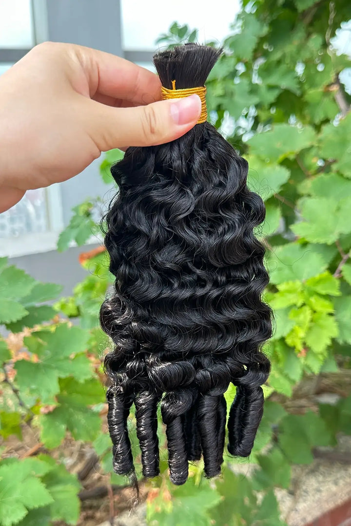 Double Drawn Water Wave with Spiral Curls Ends Bulk Hair BU67 2