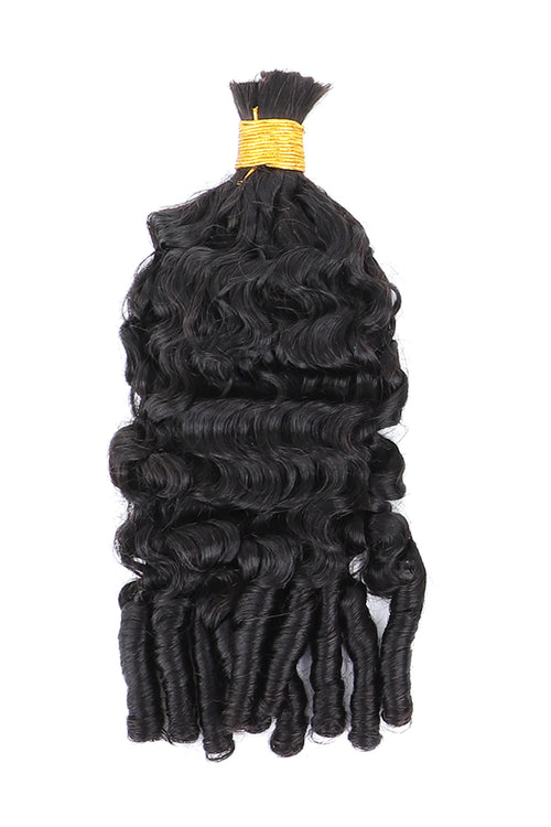 Double Drawn Water Wave with Spiral Curls Ends Bulk Hair BU67