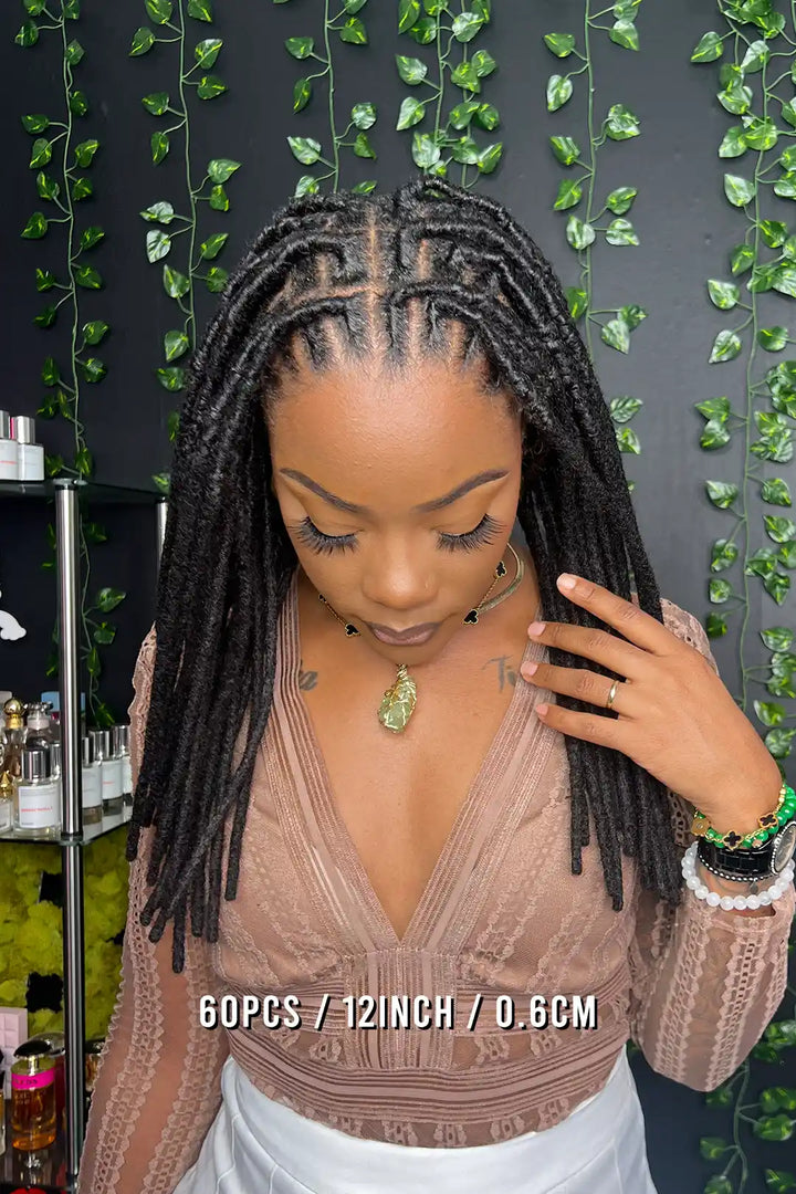 Dreadlock Hair Extensions Natural Black Human Hair 10 Strands