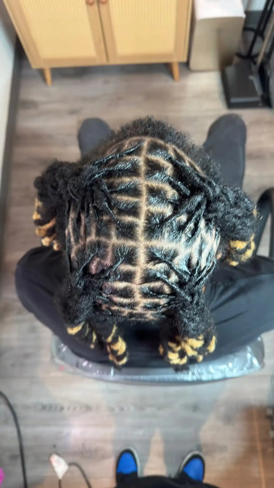 Short loc retwist with neat back parting, hairstylist in Atlanta, GA