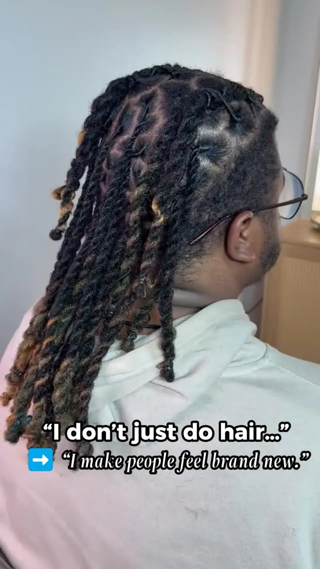 Medium loc retwist with black and blonde color, hairstylist in Atlanta, GA
