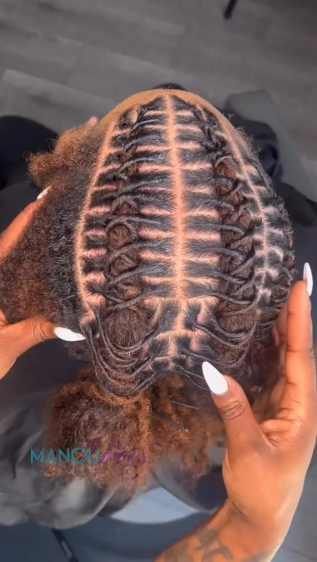 Detailed loc retwist with clean scalp parting, hairstylist in Atlanta, GA